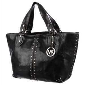 White, Michael Kors Studded Handle Leather Purse